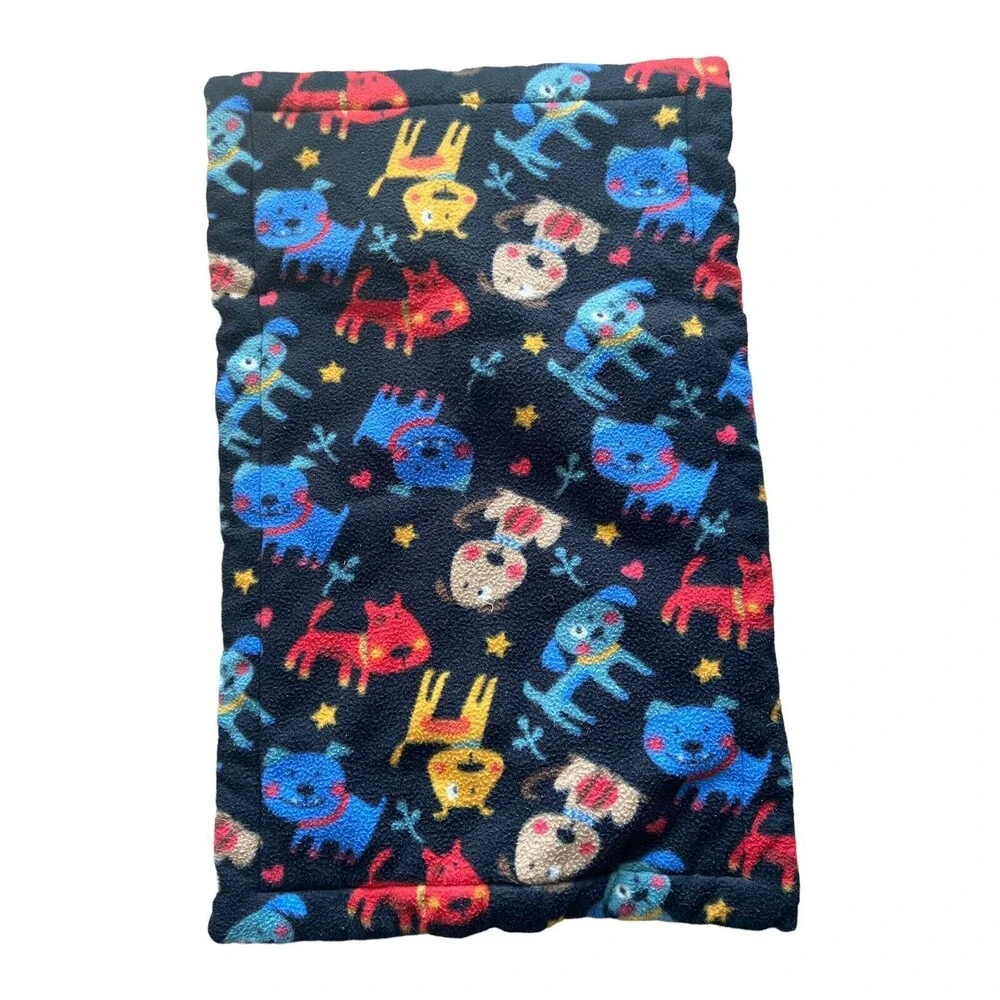 Doggy Bed Puppy Print Fleece Double Sided Homemade 23 x 34 in